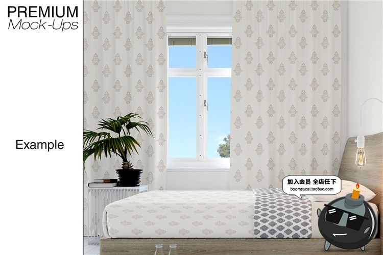 图片[9]-客厅卧室窗帘窗户沙发帘子床上用品样机PSD模板智能贴图PS素材-设计猿