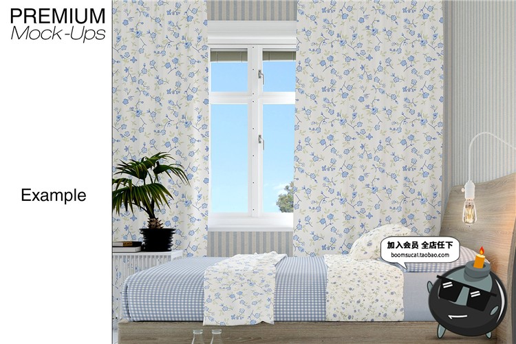 图片[12]-客厅卧室窗帘窗户沙发帘子床上用品样机PSD模板智能贴图PS素材-设计猿
