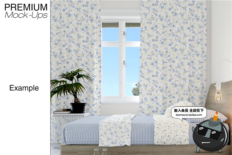 图片[14]-客厅卧室窗帘窗户沙发帘子床上用品样机PSD模板智能贴图PS素材-设计猿
