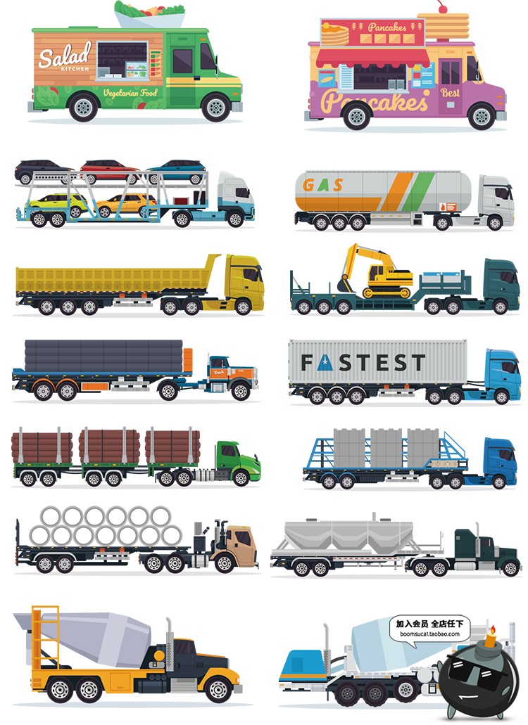 图片[4]-工地工程机械垃圾车交通工具汽车模型AI矢量PNG免扣图案图片素材-设计猿
