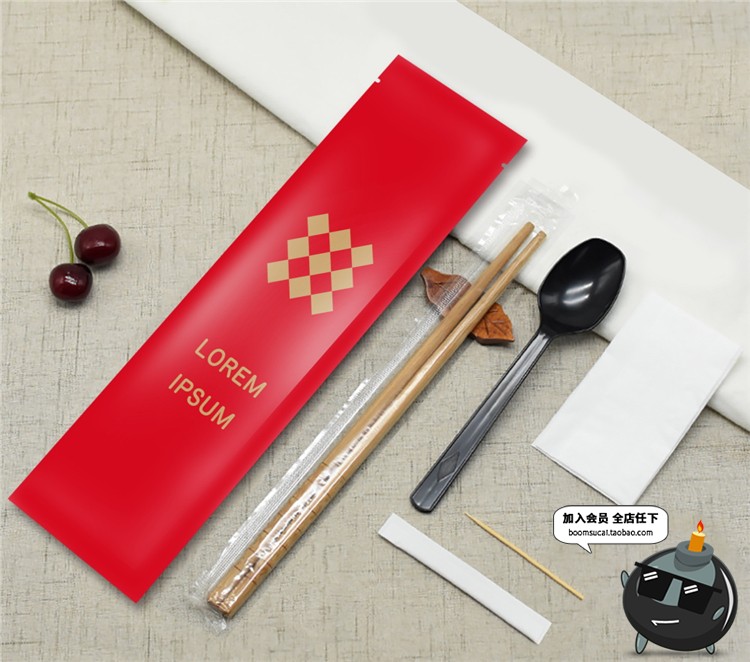 图片[5]-餐饮筷子勺子外卖整套一次性餐具包装智能贴图样机PSD模板PS素材-设计猿