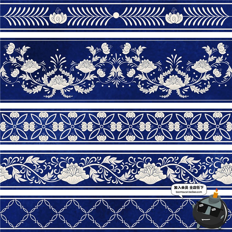 图片[21]-中国中式和风民族风格蓝色花纹瓷器背景底纹图案印刷AI矢量素材-设计猿