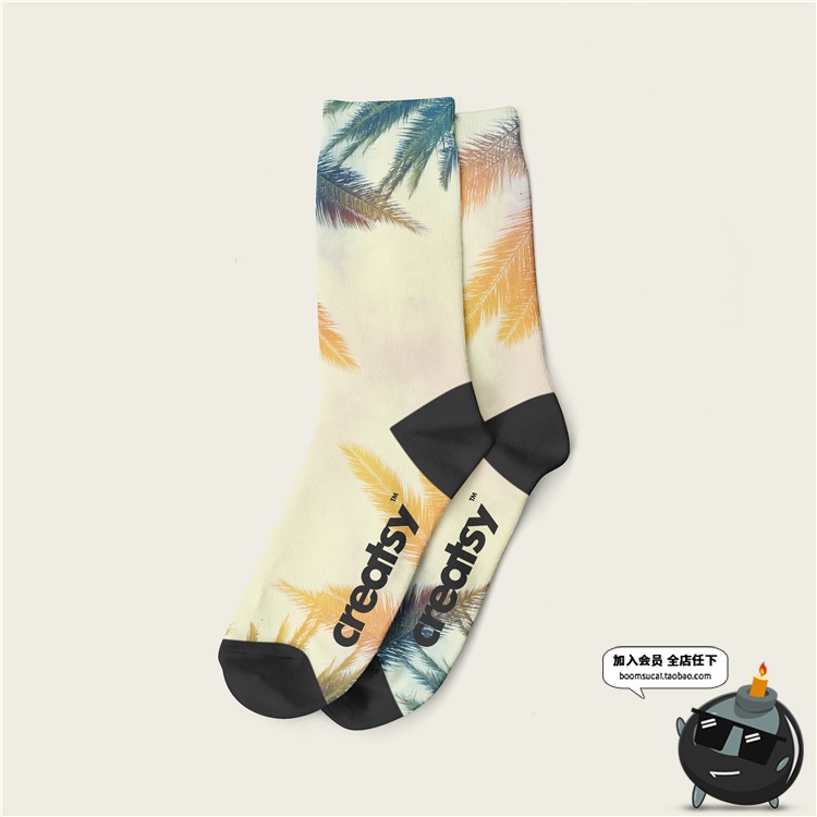 图片[8]-纯棉长袜运动袜棉质袜子吊牌印花品牌提案效果VI贴图样机PSD素材-设计猿