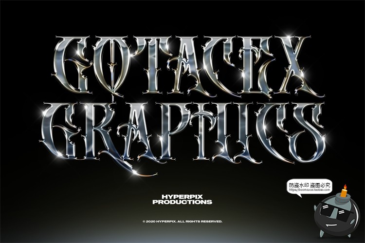 图片[2]-未来派抽象酸性艺术科技铬合金镭射金属文字字体特效PSD模板素材-设计猿