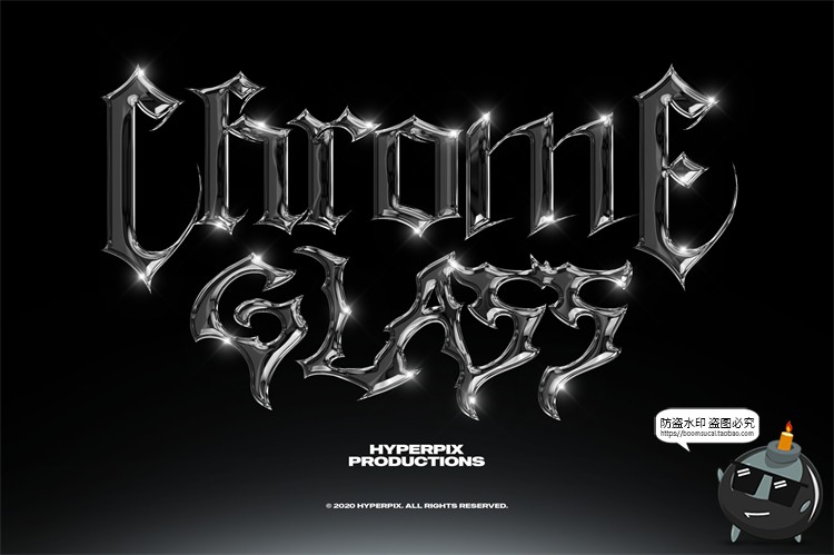 图片[5]-未来派抽象酸性艺术科技铬合金镭射金属文字字体特效PSD模板素材-设计猿
