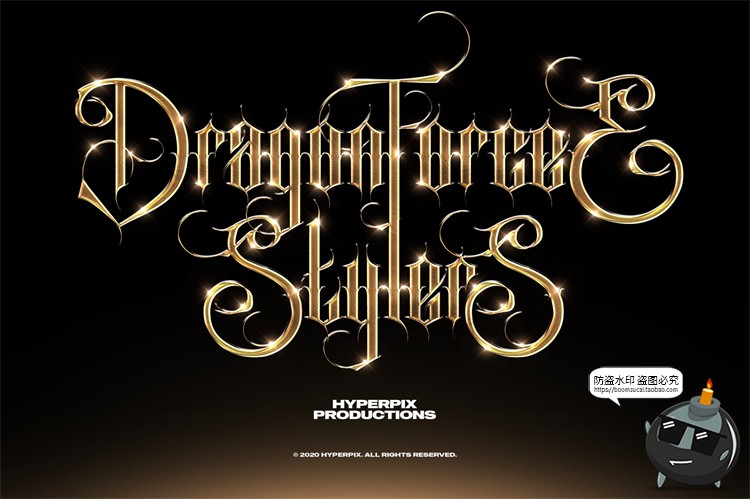 图片[6]-未来派抽象酸性艺术科技铬合金镭射金属文字字体特效PSD模板素材-设计猿