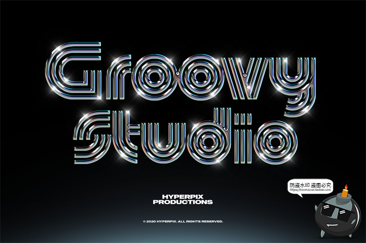 图片[7]-未来派抽象酸性艺术科技铬合金镭射金属文字字体特效PSD模板素材-设计猿