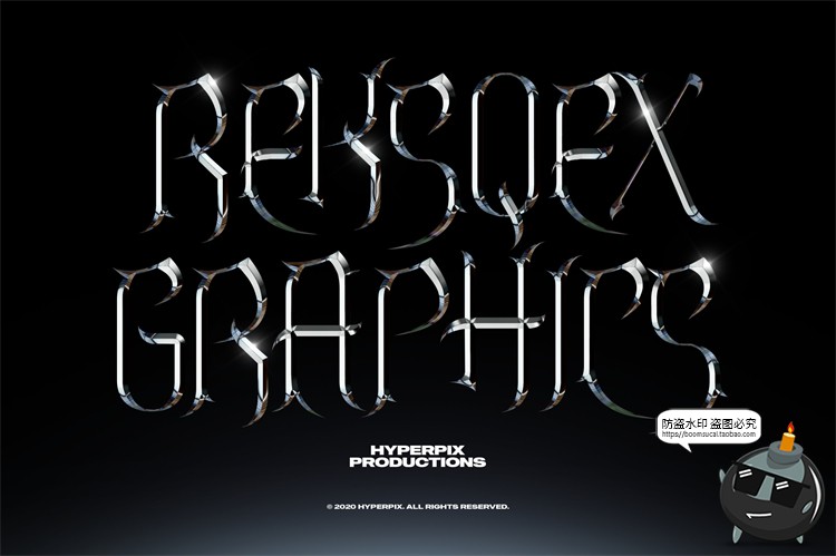 图片[9]-未来派抽象酸性艺术科技铬合金镭射金属文字字体特效PSD模板素材-设计猿