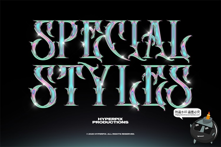 图片[10]-未来派抽象酸性艺术科技铬合金镭射金属文字字体特效PSD模板素材-设计猿