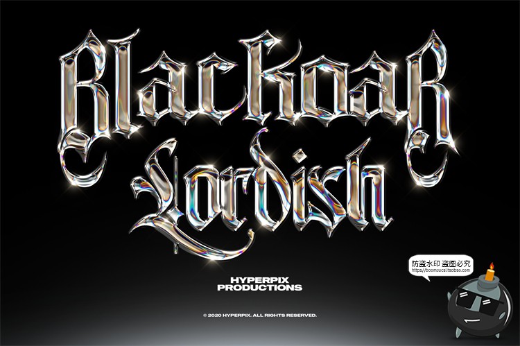 图片[12]-未来派抽象酸性艺术科技铬合金镭射金属文字字体特效PSD模板素材-设计猿