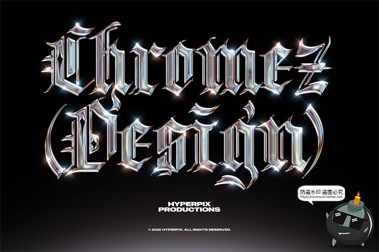 图片[15]-未来派抽象酸性艺术科技铬合金镭射金属文字字体特效PSD模板素材-设计猿