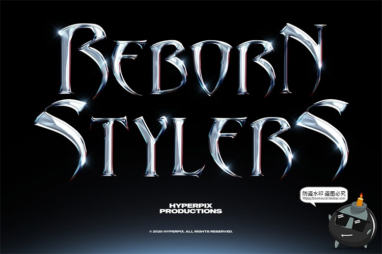 图片[16]-未来派抽象酸性艺术科技铬合金镭射金属文字字体特效PSD模板素材-设计猿