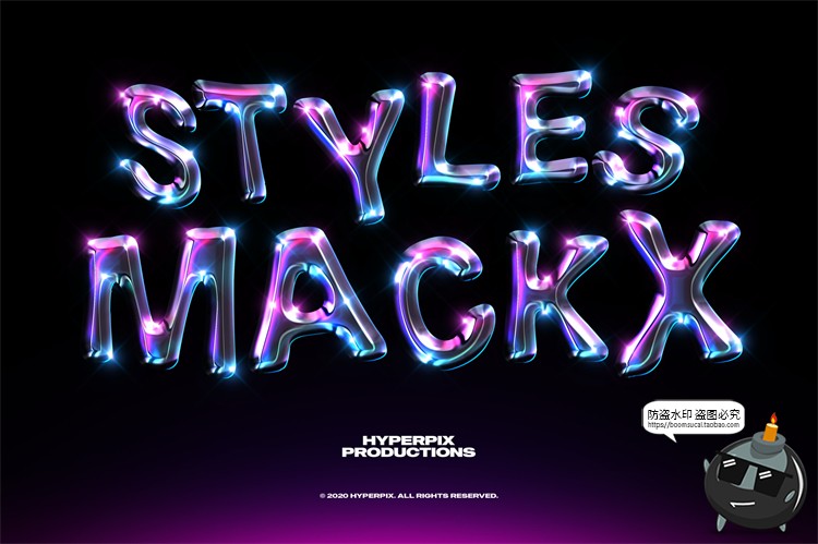 图片[17]-未来派抽象酸性艺术科技铬合金镭射金属文字字体特效PSD模板素材-设计猿