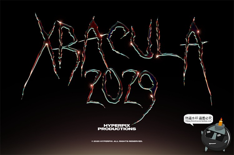 图片[19]-未来派抽象酸性艺术科技铬合金镭射金属文字字体特效PSD模板素材-设计猿