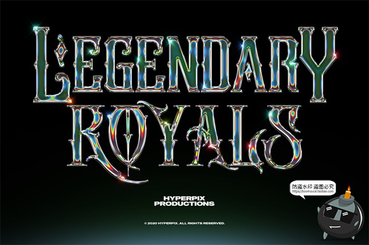 图片[20]-未来派抽象酸性艺术科技铬合金镭射金属文字字体特效PSD模板素材-设计猿