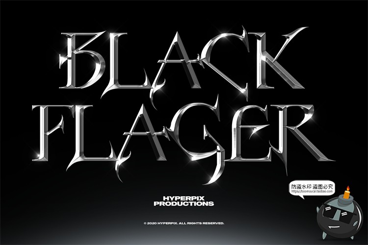 图片[21]-未来派抽象酸性艺术科技铬合金镭射金属文字字体特效PSD模板素材-设计猿