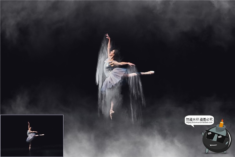 图片[3]-白色粉末烟雾爆炸效果特效照片后期合成黑底叠层JPG图片PS素材-设计猿