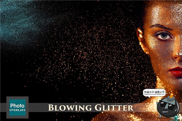 图片[1]-闪光粉末粒子金色金沙粉尘照片黑底叠层JPG图片后期合成PS素材-设计猿