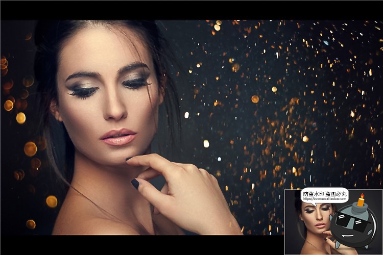 图片[2]-闪光粉末粒子金色金沙粉尘照片黑底叠层JPG图片后期合成PS素材-设计猿