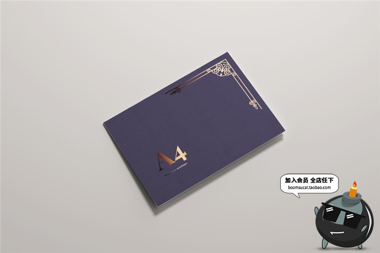 图片[5]-A3卡纸对折页邀请函请柬效果图VI智能贴图样机PSD模板PS设计素材-设计猿