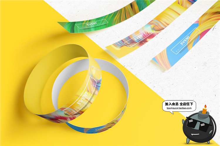 图片[2]-纸质手环腕带圆环装饰样机智能贴图效果展示vi提案PSD模板PS素材-设计猿