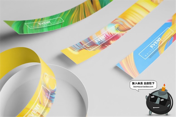 图片[3]-纸质手环腕带圆环装饰样机智能贴图效果展示vi提案PSD模板PS素材-设计猿