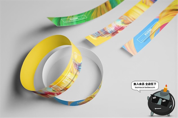 图片[4]-纸质手环腕带圆环装饰样机智能贴图效果展示vi提案PSD模板PS素材-设计猿