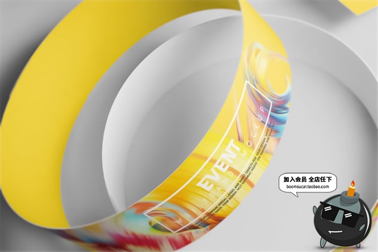 图片[5]-纸质手环腕带圆环装饰样机智能贴图效果展示vi提案PSD模板PS素材-设计猿