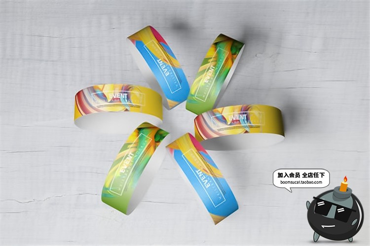 图片[6]-纸质手环腕带圆环装饰样机智能贴图效果展示vi提案PSD模板PS素材-设计猿