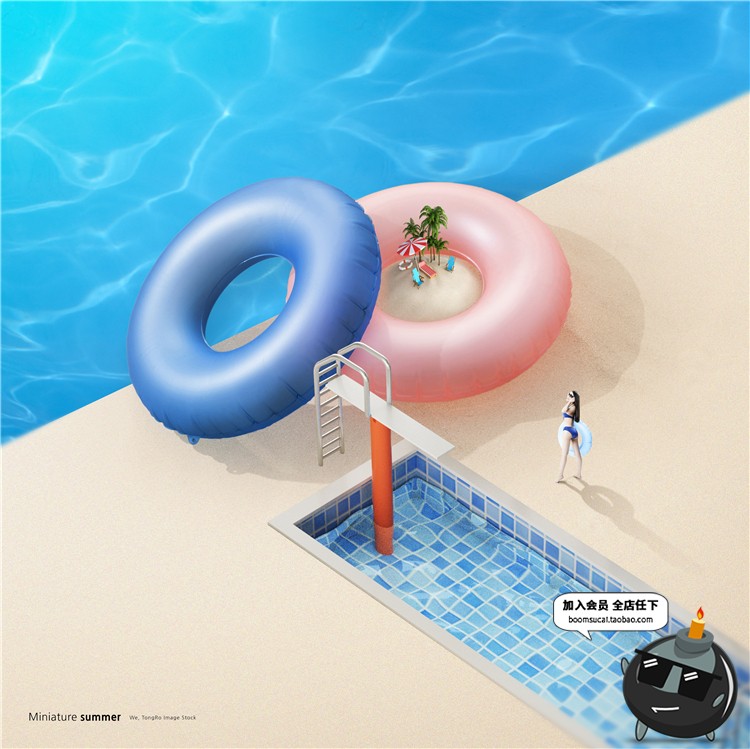 图片[8]-夏季热带创意合成菠萝夏日海报模板夏天海边果汁冰块PSD设计素材-设计猿