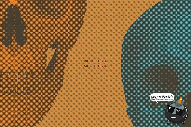 图片[3]-复古新潮流做旧丝网印刷变色半调点阵纹理视觉效果PSD模板PS素材-设计猿