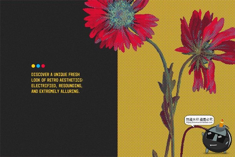 图片[6]-复古新潮流做旧丝网印刷变色半调点阵纹理视觉效果PSD模板PS素材-设计猿