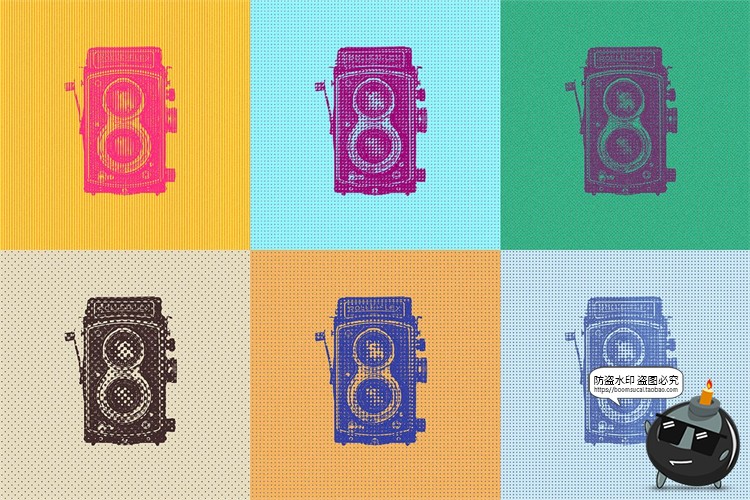 图片[7]-复古新潮流做旧丝网印刷变色半调点阵纹理视觉效果PSD模板PS素材-设计猿