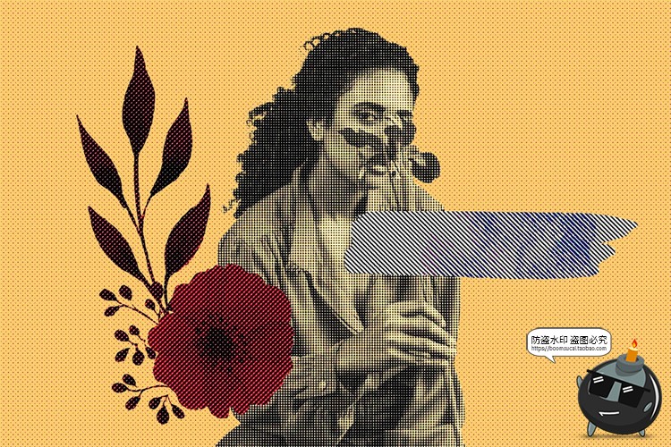 图片[8]-复古新潮流做旧丝网印刷变色半调点阵纹理视觉效果PSD模板PS素材-设计猿