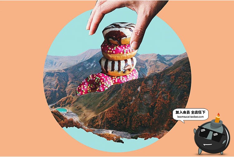 图片[10]-155款创意复古半调潮流波普蒸汽波剪纸拼贴画PNG免抠图片设计素材-设计猿