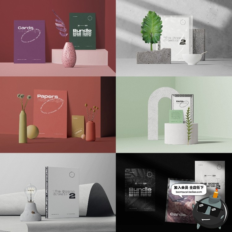 图片[3]-北欧文艺轻奢风品牌包装Vi展示样机场景元素模型PSD模板PS素材-设计猿