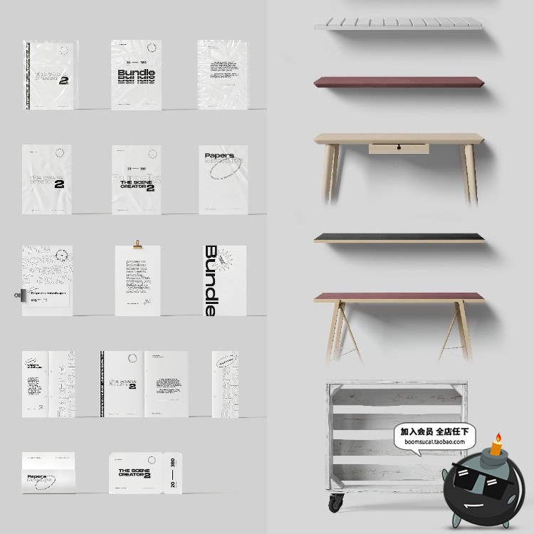 图片[4]-北欧文艺轻奢风品牌包装Vi展示样机场景元素模型PSD模板PS素材-设计猿