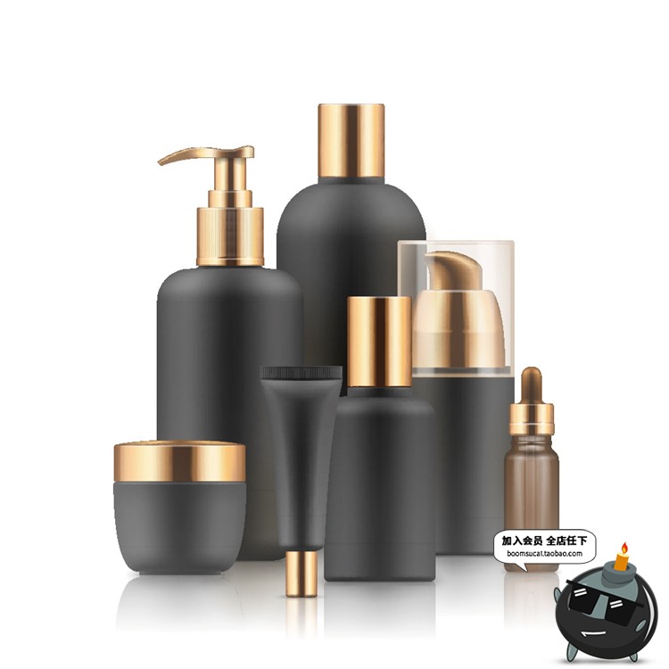 图片[10]-美容化妆品护肤品美妆精油黑白色瓶子包装AI矢量模型分层素材模板-设计猿