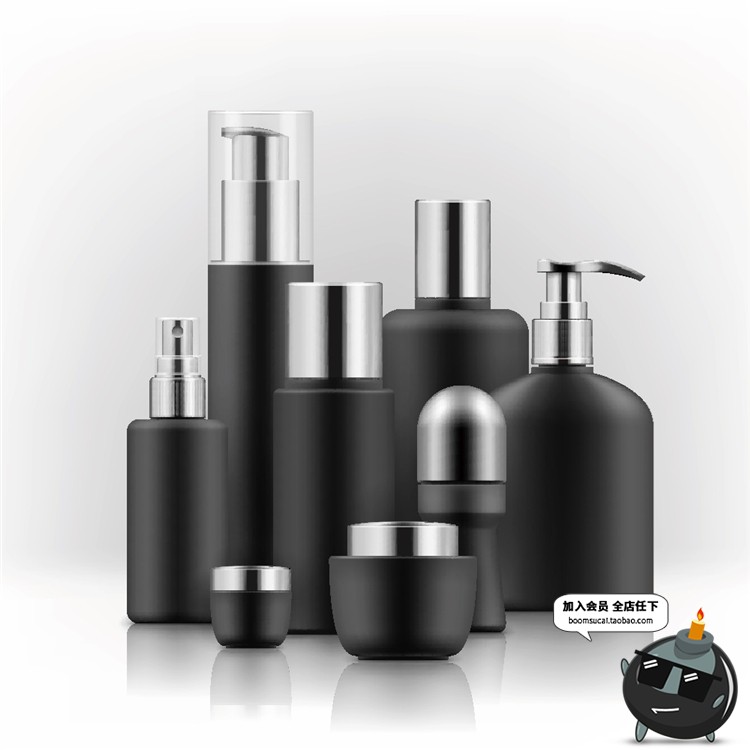 图片[11]-美容化妆品护肤品美妆精油黑白色瓶子包装AI矢量模型分层素材模板-设计猿