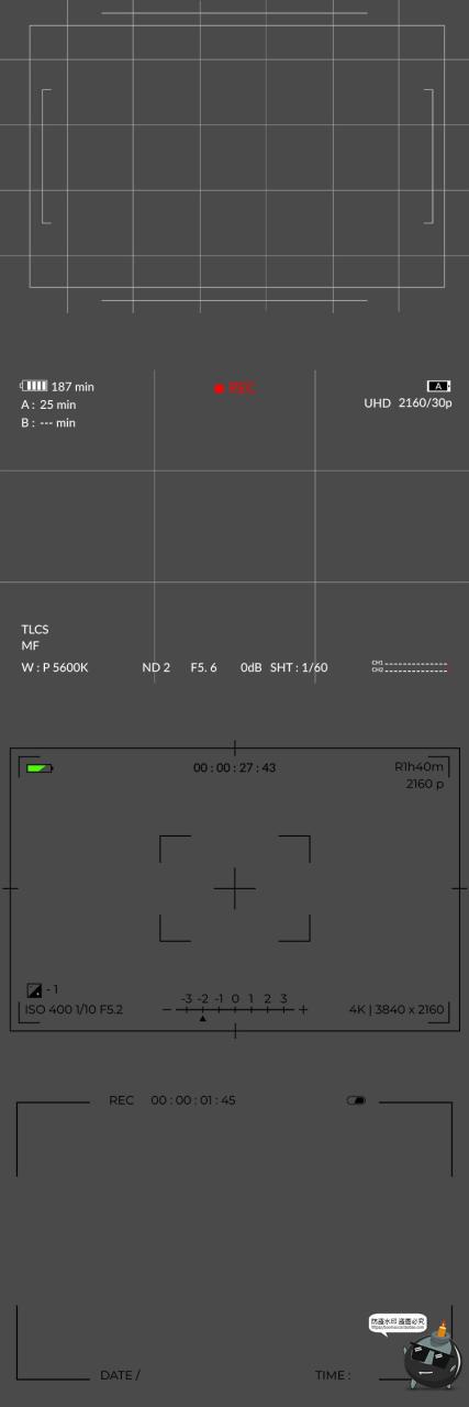 图片[1]-相机录影取景器特效摄影效果创意后期叠加合成PNG免抠边框PS素材-设计猿