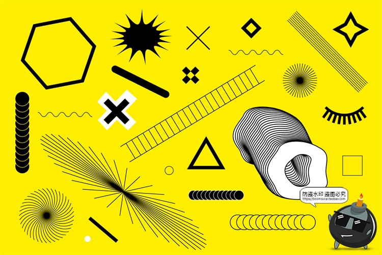 图片[8]-潮流复古半调复古黑白故障风嘴唇拼贴插画图片AI矢量PNG免抠素材-设计猿