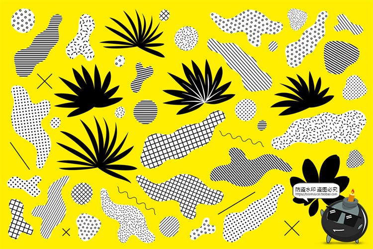 图片[9]-潮流复古半调复古黑白故障风嘴唇拼贴插画图片AI矢量PNG免抠素材-设计猿