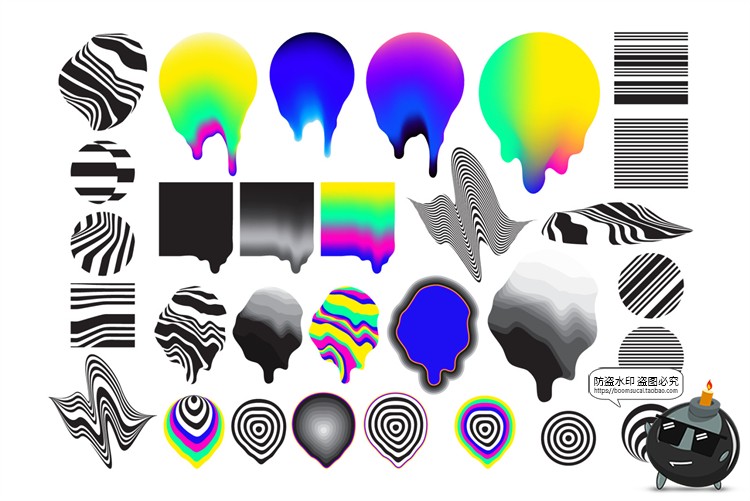 图片[2]-潮流复古半调故障风马赛克酸性拼贴插画图片AI矢量PNG免抠素材-设计猿