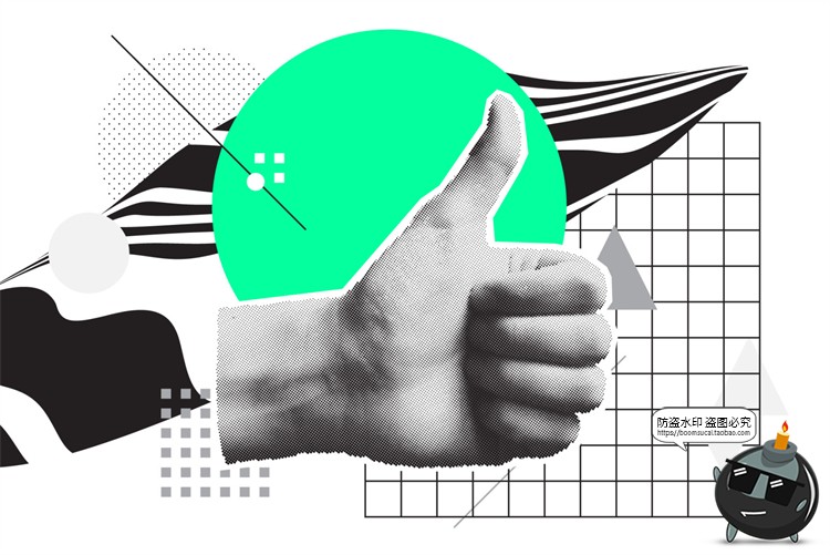 图片[6]-潮流复古半调故障风马赛克酸性拼贴插画图片AI矢量PNG免抠素材-设计猿