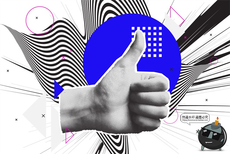 图片[11]-潮流复古半调故障风马赛克酸性拼贴插画图片AI矢量PNG免抠素材-设计猿