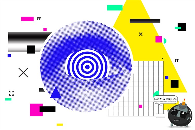 图片[12]-潮流复古半调故障风马赛克酸性拼贴插画图片AI矢量PNG免抠素材-设计猿