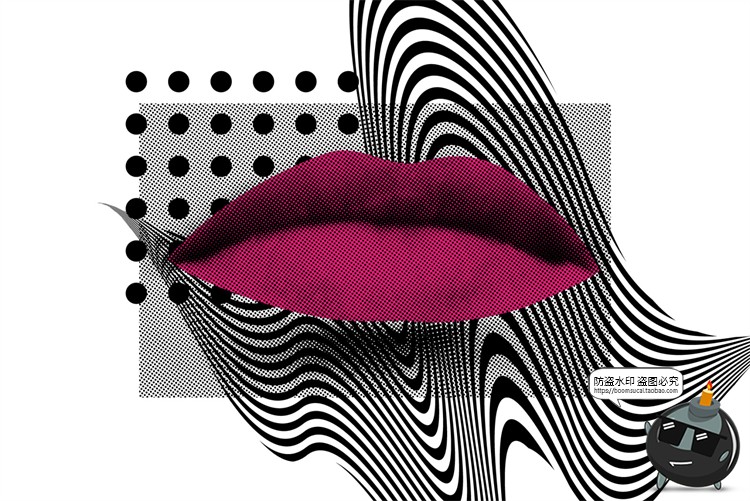 图片[13]-潮流复古半调故障风马赛克酸性拼贴插画图片AI矢量PNG免抠素材-设计猿