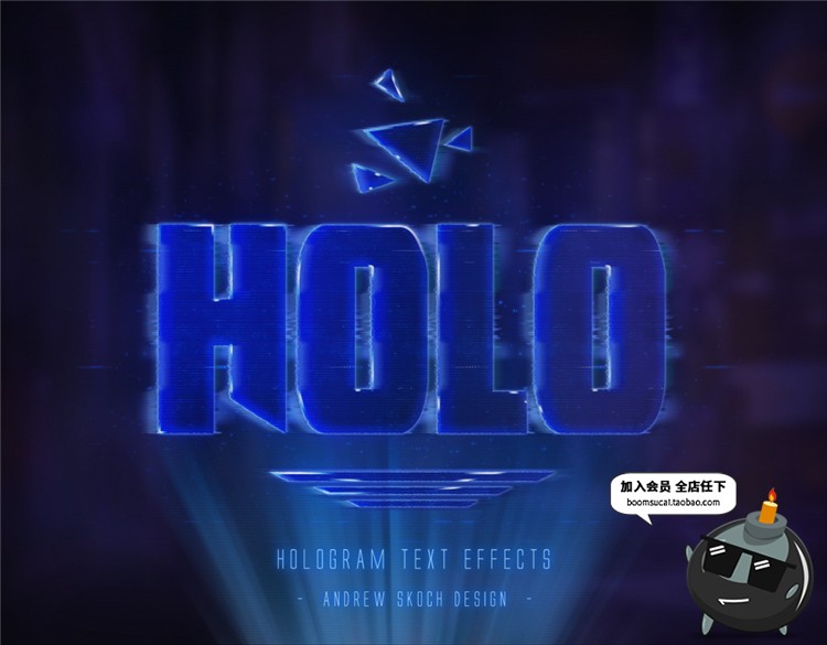图片[6]-高科技未来科技感全息投影特效字文字效果PSD样式模板PS设计素材-设计猿