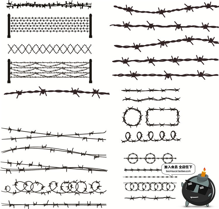 图片[1]-铁丝网网状物钢丝游戏卡通围栏AI矢量PS免抠PNG动画剪影图片素材-设计猿