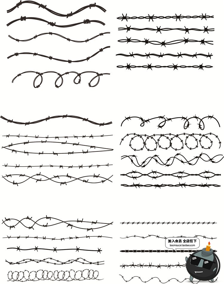 图片[2]-铁丝网网状物钢丝游戏卡通围栏AI矢量PS免抠PNG动画剪影图片素材-设计猿